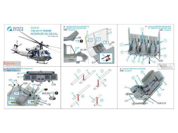 QTSQD35181 1:35 Quinta Studio 3D Decal - UH-1Y Venom (TRP kit)