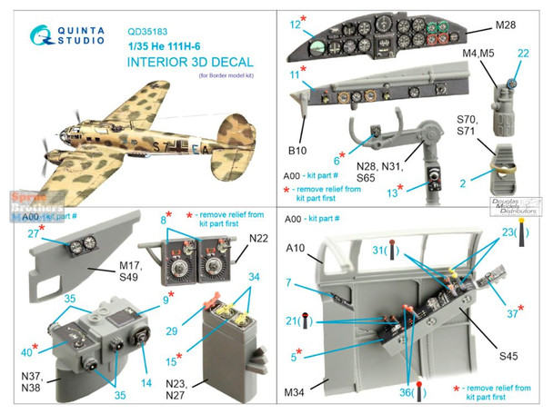 QTSQD35183 1:35 Quinta Studio 3D Decal - He111H-6 (BDM kit)