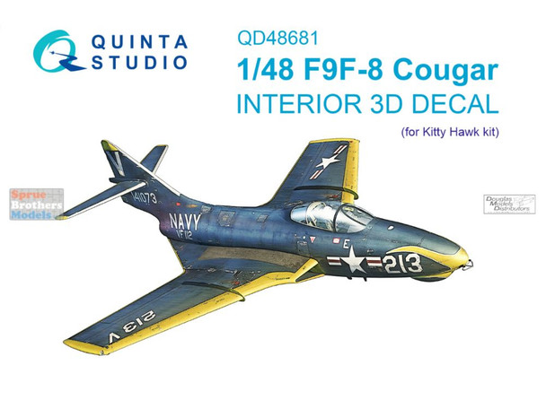 QTSQD48681 1:48 Quinta Studio 3D Decal - F9F-8 Cougar (ZIM/KTH kit)