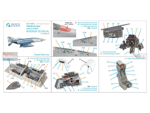 QTSQD48686R 1:48 Quinta Studio 3D Decal - RF-4C Phantom II Late without DMAS (HAS kit)