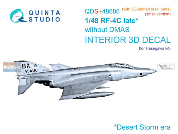 QTSQDS48686R 1:48 Quinta Studio 3D Decal - RF-4C Phantom II Late without DMAS (HAS kit) Small Version