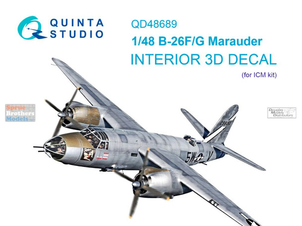 QTSQD48689 1:48 Quinta Studio 3D Decal - B-26F B-26G Marauder (ICM kit)