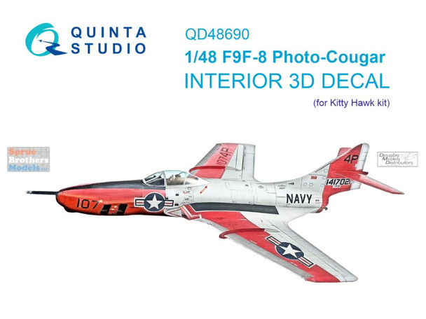 QTSQD48690 1:48 Quinta Studio 3D Decal - F9F-8 Photo Cougar (ZIM/KTH kit)