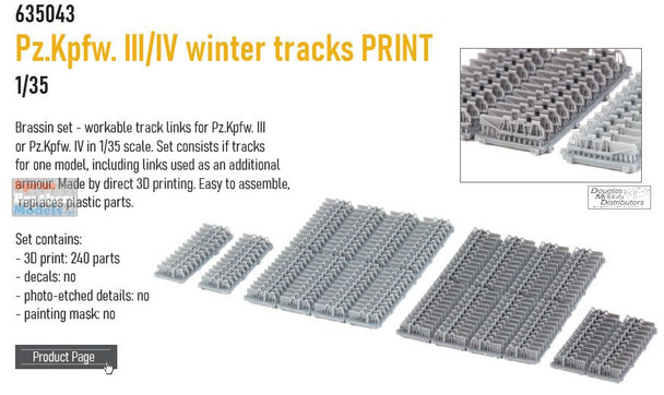 EDU635043 1:35 Eduard Brassin Panzer Pz.Kpfw.III/IV Winter Workable Track Set