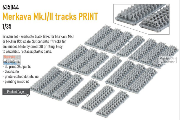 EDU635044 1:35 Eduard Brassin Merkava Mk.I/II Workable Track Set