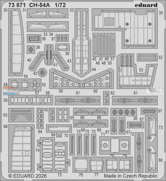 EDU73871 1:72 Eduard Color PE - CH-54A Tarhe Detail Set (ICM kit)
