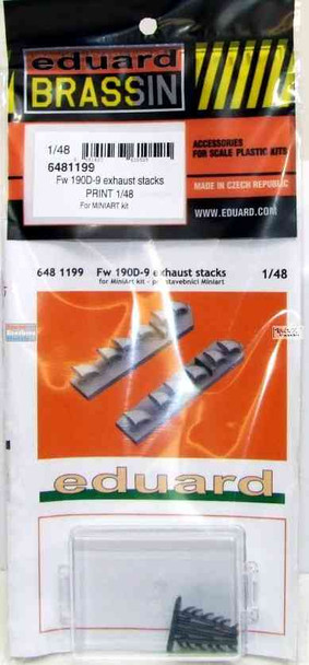EDU6481199 1:48 Eduard Brassin - Fw190D-9 Exhaust Stacks (MIA kit)