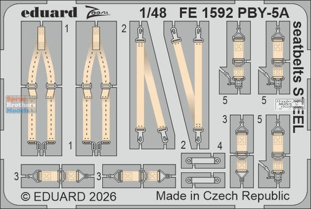EDUFE1592 1:48 Eduard Color Zoom PE - PBY-5A Catalina Seatbelts (EDU/REV kit)