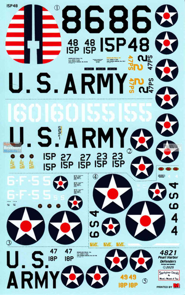 SFD48021 1:48 Starfighter Decals - Pearl Harbor Defenders (P-26 P-36 P-40 F4F-3 SBD-2)