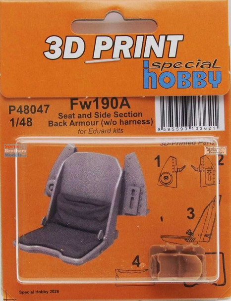 SPHP48047P 1:48 Special Hobby Fw190A Seat and Side Section Back Armor without Harness (EDU kit)