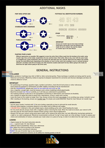 OMA32DET009 1:32 1Man Army Basic Markings & Stencil Masks - P-40N Warhawk