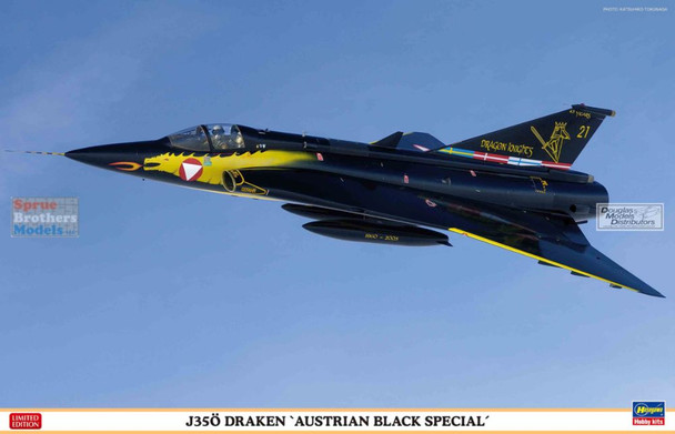 HAS07565 1:48 Hasegawa J35O Draken 'Austrian Black Special'