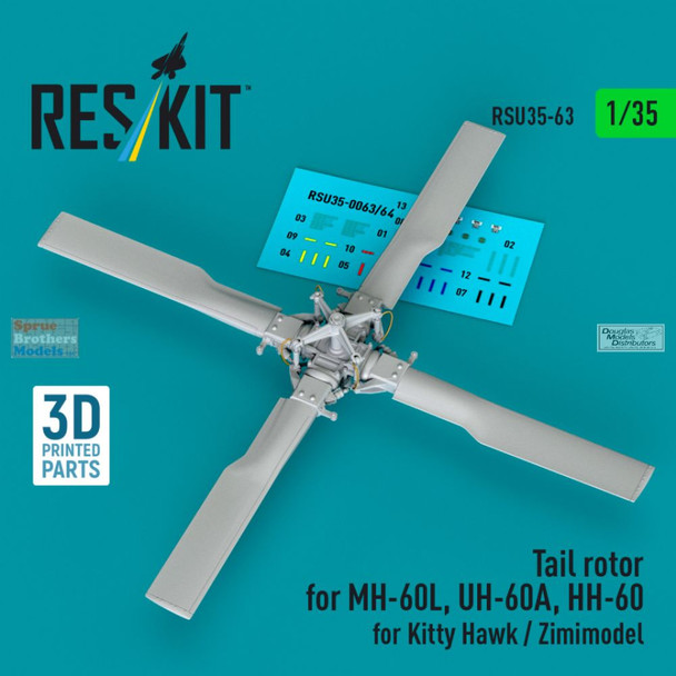 RESRSU350063U 1:35 ResKit MH-60L BlackHawk UH-60A HH-60G Pave Hawk Tail Rotor (ZIM kit)