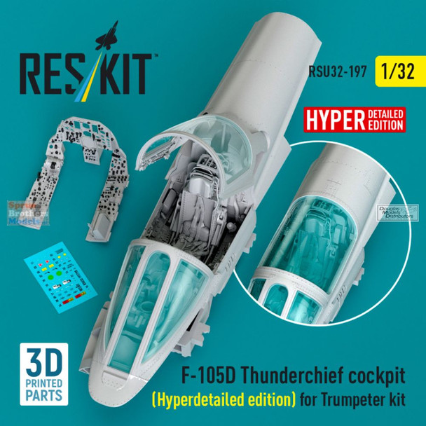 RESRSU320197U 1:32 ResKit F-105D Thunderchief Cockpit Set Hyperdetailed Edition (TRP kit)