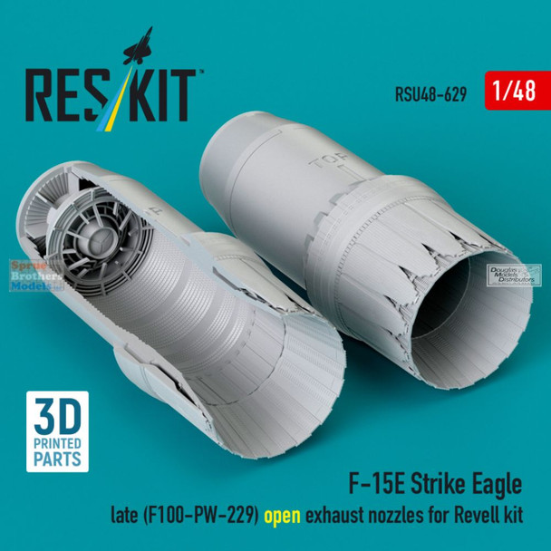 RESRSU480629U 1:48 ResKit F-15E Strike Eagle Open Late Exhaust Nozzle Set F100-PW-229 (REV kit)