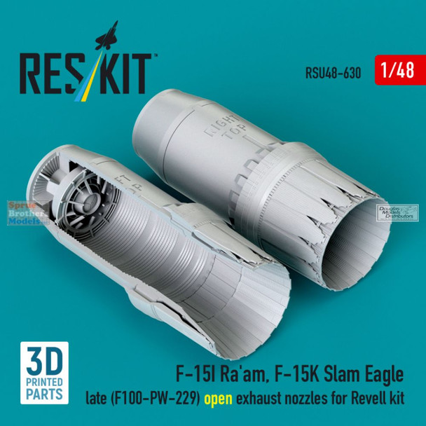 RESRSU480630U 1:48 ResKit F-15I Ra'am F-15K Slam Eagle Open Late Exhaust Nozzle Set F100-PW-229 (REV kit)