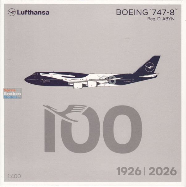 NGM78046 1:400 NG Model Lufthansa B747-8i Reg #D-ABYN '100 Years' (pre-painted/pre-built)
