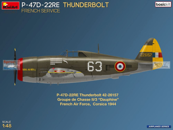 MIA48047 1:48 Miniart P-47D-22RE Thunderbolt French Service [Basic Kit]