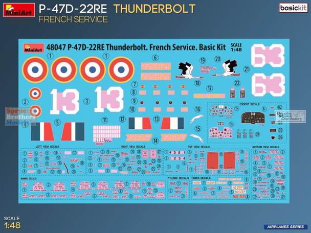 MIA48047 1:48 Miniart P-47D-22RE Thunderbolt French Service [Basic Kit]
