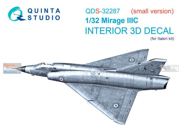 QTSQDS32287 1:32 Quinta Studio 3D Decal - Mirage IIIC (ITA kit) Small Version