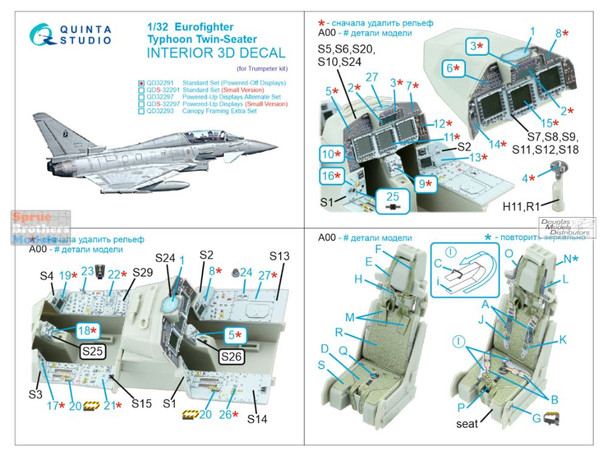 QTSQD32291 1:32 Quinta Studio 3D Decal - EF-2000B EF-2000T Eurofighter Typhoon (TRP kit)