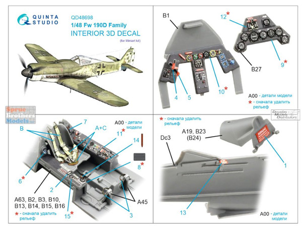 QTSQD48698 1:48 Quinta Studio 3D Decal - Fw190D Family (MIA kit)