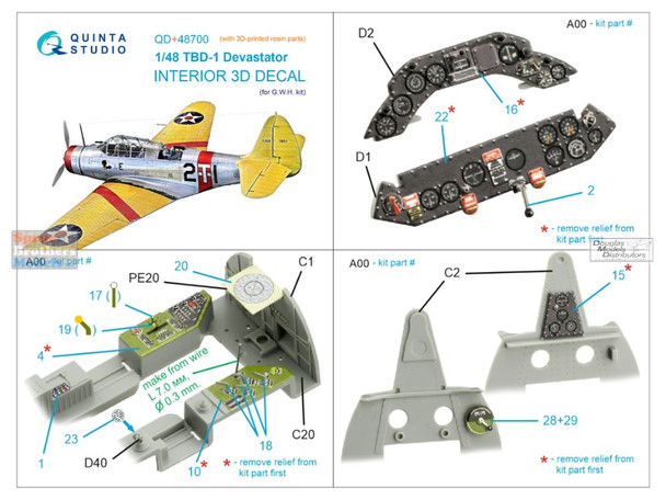 QTSQD48700R 1:48 Quinta Studio 3D Decal - TBD-1 Devastator (GWH kit)