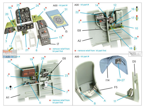 QTSQD48703 1:48 Quinta Studio 3D Decal - SBD Dauntless Family Pilot's Cockpit (ACA/ACM kit)