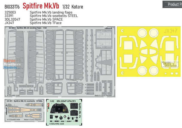 EDUBIG33176 1:32 Eduard BIG ED Spitfire Mk.Vb Detail Set (KOT kit)