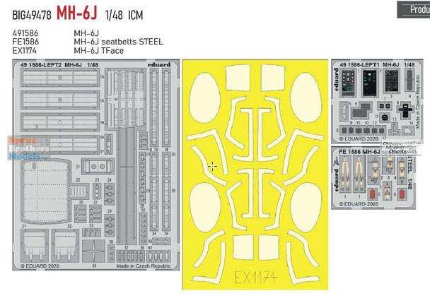 EDUBIG49478 1:48 Eduard BIG ED MH-6J Little Bird Detail Set (ICM kit)