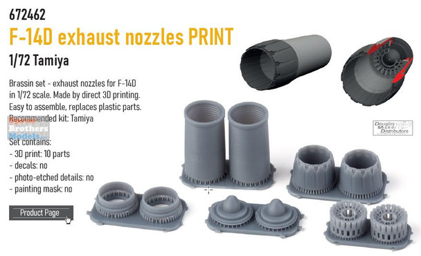 EDU672462 1:72 Eduard Brassin F-14D Tomcat Exhaust Nozzles (TAM kit)