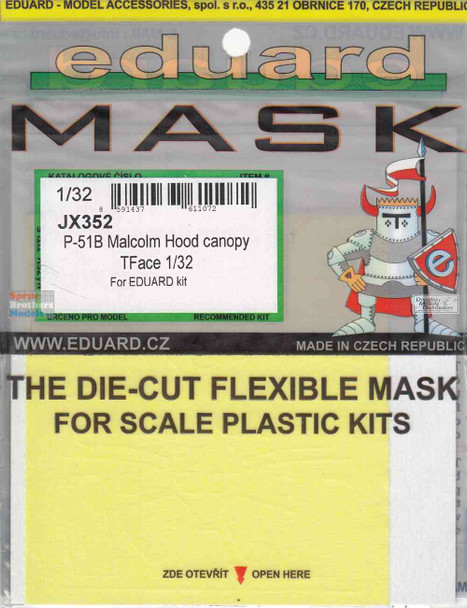 EDUJX352 1:32 Eduard Mask - P-51B Mustang Malcolm Hood Canopy TFACE (EDU kit)
