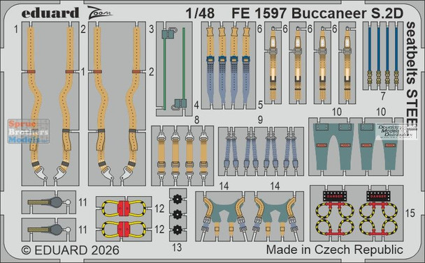 EDUFE1597 1:48 Eduard Color PE - Buccaneer S.2D Seatbelts (TRP kit)