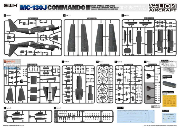 LNRL1014 1:144 Great Wall Hobby MC-130J Commando II with SKR Special Operation Transport/Tanker Aircraft