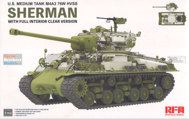 RFMRM5162 1:35 Rye Field Model M4A3(76)W VVSS Sherman with Full Interior [Clear Version]