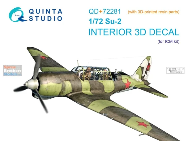 QTSQD72281R 1:72 Quinta Studio 3D Decal + Resin - Su-2 (ICM kit)
