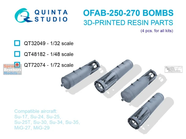 QTSQT72074 1:72 Quinta Studio OFAB-250-270 Bomb Set