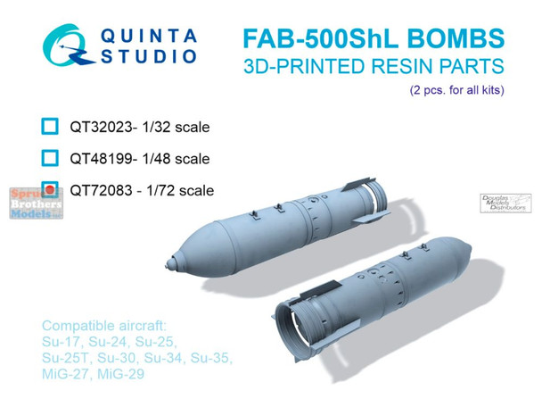 QTSQT72083 1:72 Quinta Studio FAB-500Shl Bomb Set