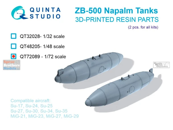 QTSQT72089 1:72 Quinta Studio ZB-500 Napalm Tank Set