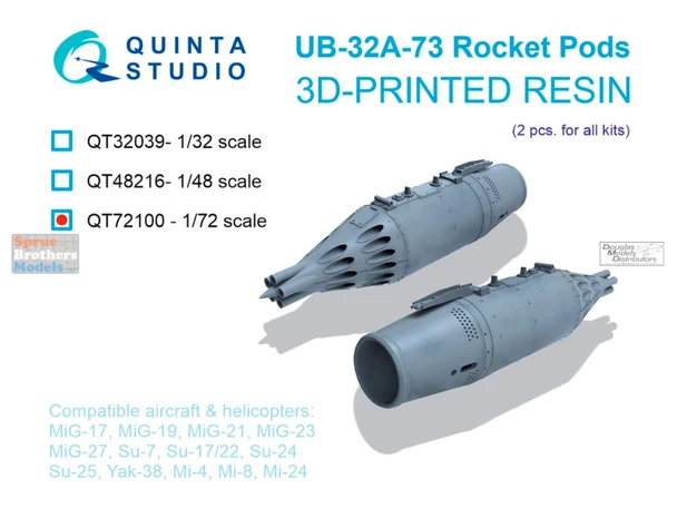 QTSQT72100 1:72 Quinta Studio UB-32A-73 Rocket Pod Set