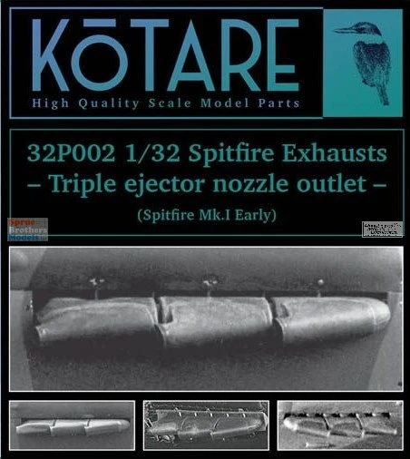 KOT32P002P  1:32 Kotare Exhausts (Triple Ejector Nozzle Outlet) for Spitfire Mk.I Early (KOT kit)