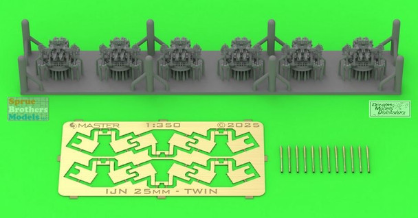 MASSM350122 1:350 Master Model IJN Type 96 25mm Twin Mount Early with Open Ring Sight (6pcs)