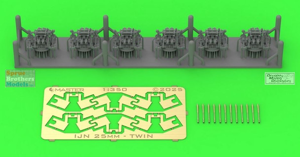 MASSM350123 1:350 Master Model IJN Type 96 25mm Twin Mount Late with Le Prieur Sight (6pcs)