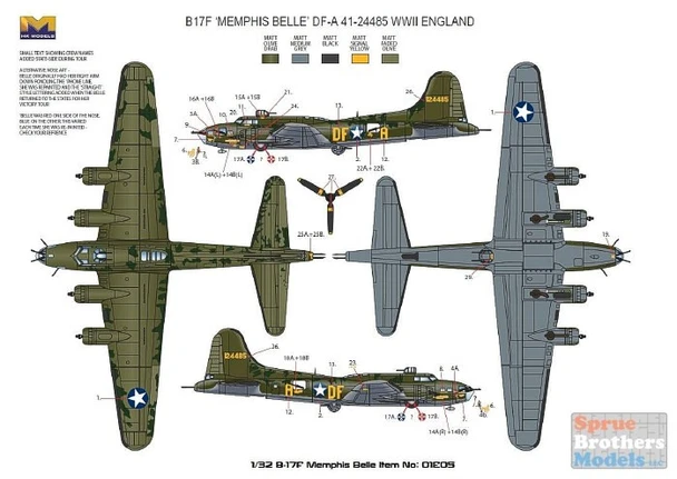 ONEHKM01E05 1:32 HK Models B-17E B-17F Flying Fortress (BOX DAMAGE)