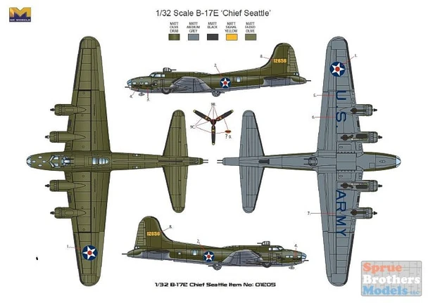 ONEHKM01E05 1:32 HK Models B-17E B-17F Flying Fortress (BOX DAMAGE)