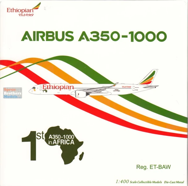 NGM57036 1:400 NG Model Ethiopian Airlines Airbus A350-1000 Reg #ET-BAW '1st A350-1000 in Africa' (pre-painted/pre-built)