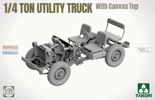 TAK02214 1:35 Takom US Army 1/4-ton Utility Truck with Canvas Top & Figure