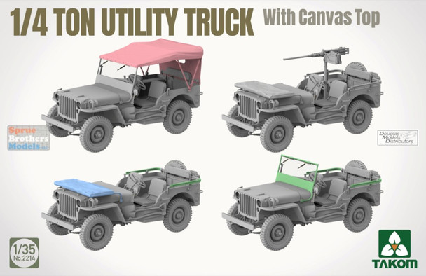 TAK02214 1:35 Takom US Army 1/4-ton Utility Truck with Canvas Top & Figure