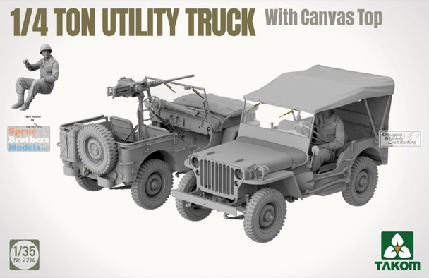 TAK02214 1:35 Takom US Army 1/4-ton Utility Truck with Canvas Top & Figure