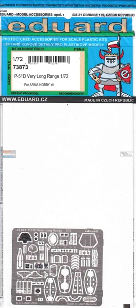 EDU73873 1:72 Eduard Color PE - P-51D Mustang Long Range Detail Set (ARM kit)